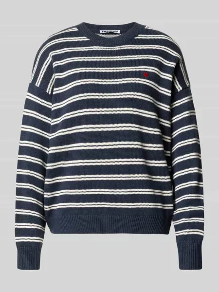Oversized sweter z mieszanki bawełny Review granatowy