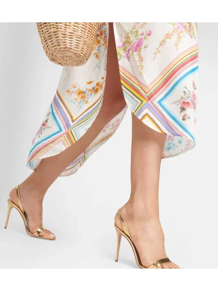 Rochie midi Zimmermann de mătase cu model floral până la genunchi