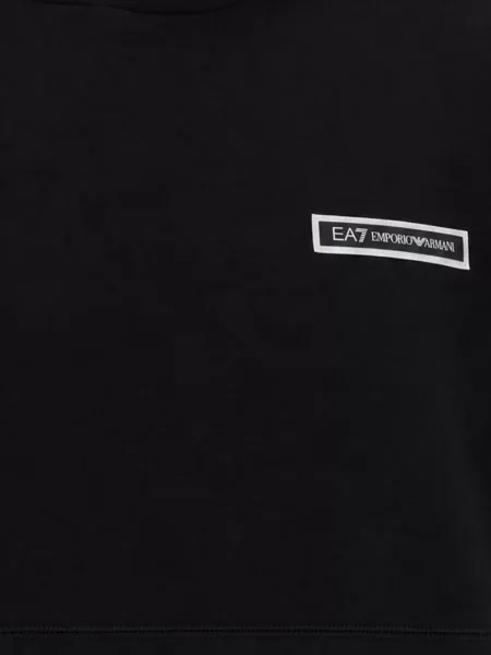 Hanorac cu glugă Ea7 Emporio Armani cu autograf negru