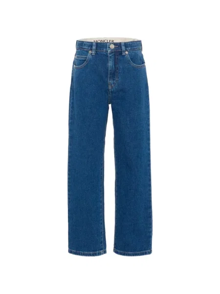 Jeansy straight leg dziecięce Moncler Enfant niebieskie