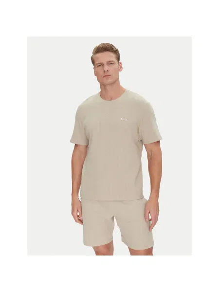 BOSS Póló sötét / fehér bézs