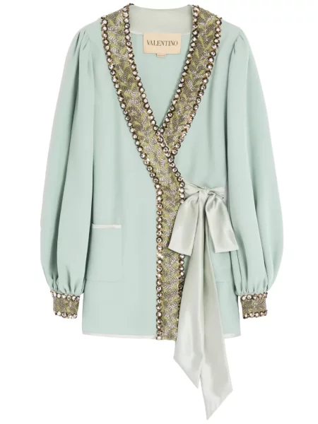 Bluză Valentino Garavani cu broderie verde