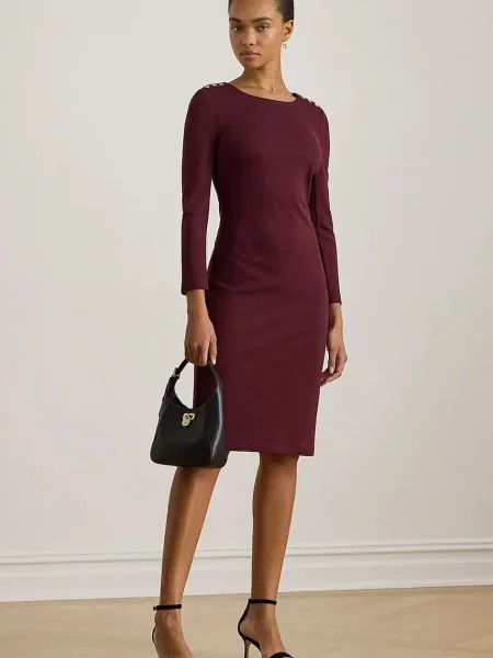 Lauren Ralph Lauren Kötött ruhák kárminvörös borvörös