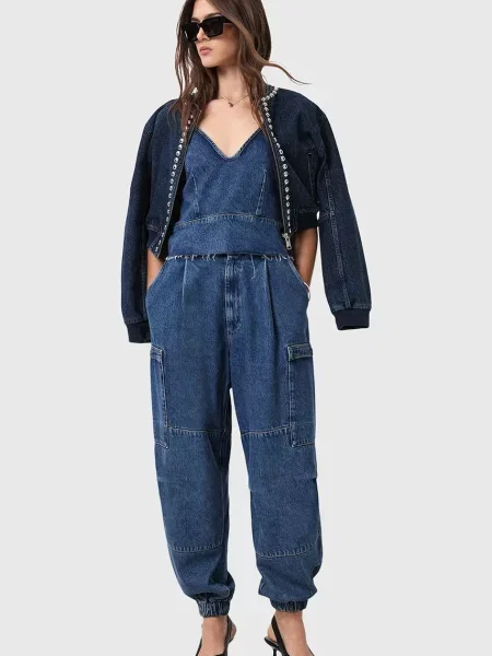Однотонная блузка Allsaints голубая
