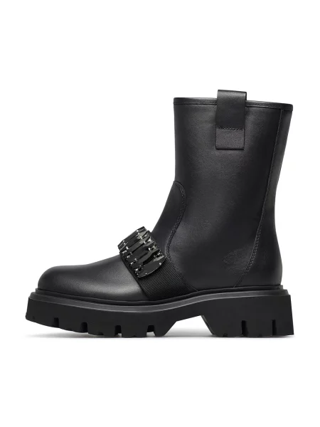 Buty do kostki Loriblu skórzane z kamieniami czarne