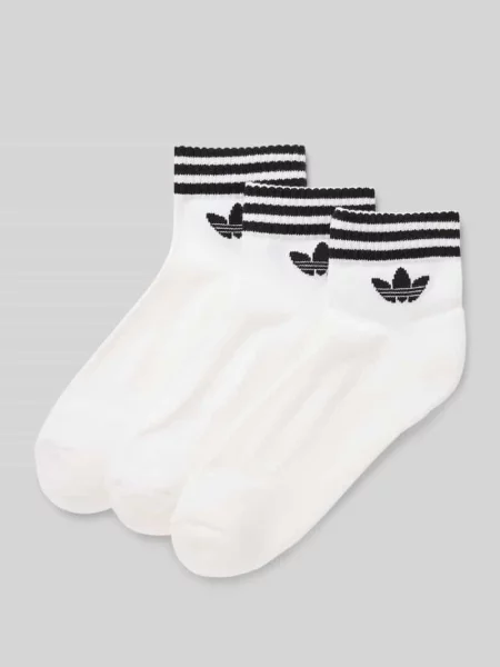 Kostka skarpety Adidas Originals w paski z nadrukiem białe