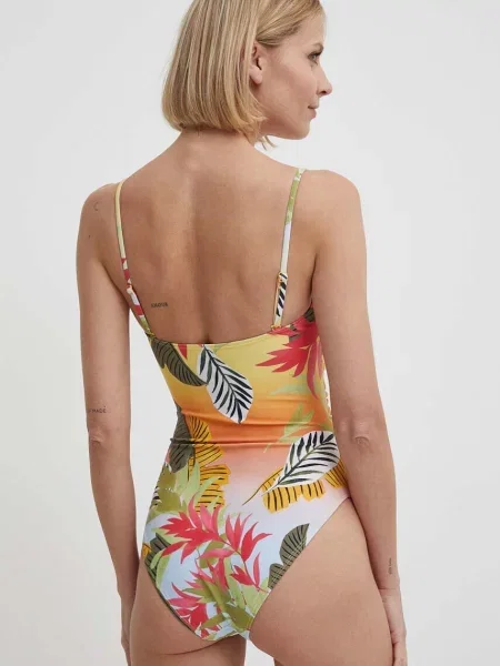 Desigual jednoczęściowy strój kąpielowy PALMS ONE PIECE lekko usztywniona miseczka żółty