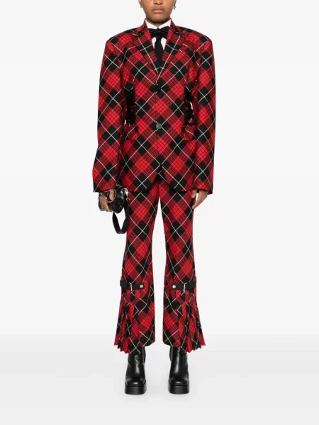 Pantaloni Jean Paul Gaultier în carouri roșu
