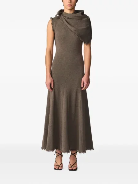 Rochie Monse cu franjuri fără mâneci maro