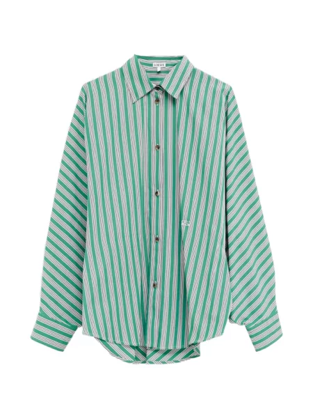 Cămașă Loewe cu broderie cu dungi verde