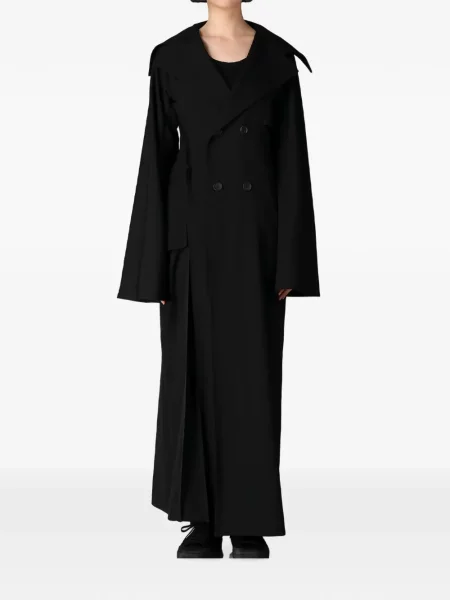 Двуредно палто Yohji Yamamoto черно