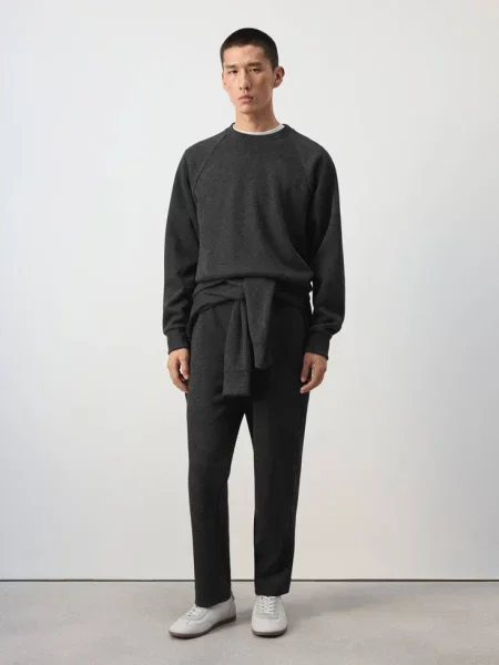 Bluza z czesanej tkaniny ciemnoszary Mężczyzna XXL MANGO MAN