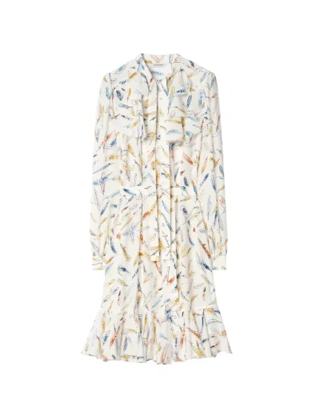 Rochie Burberry de mătase cu pene