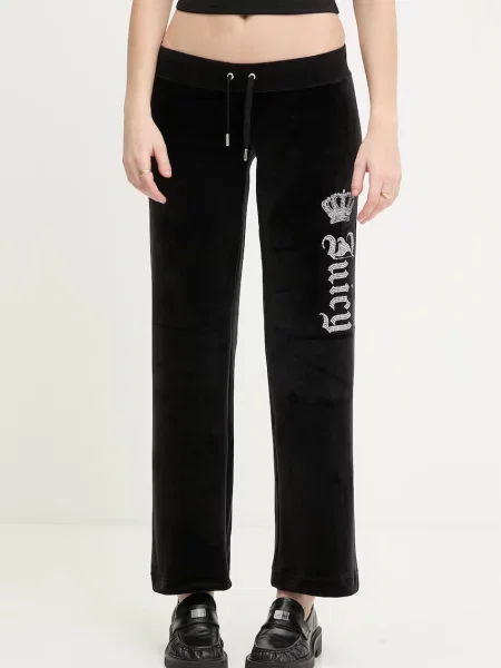 Juicy Couture spodnie dresowe welurowe GOTHIC CROWN czarne