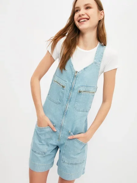 Salopetă de blugi Trendyol gri