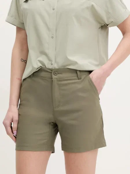 Columbia szorty outdoorowe Leslie Falls gładkie medium waist zielony