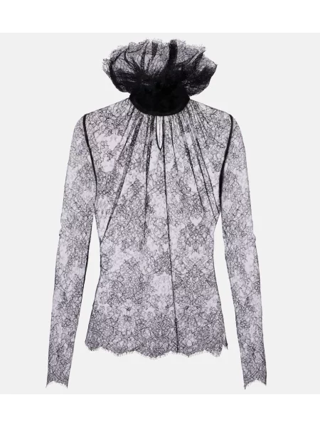 Top Mcqueen din dantelă negru