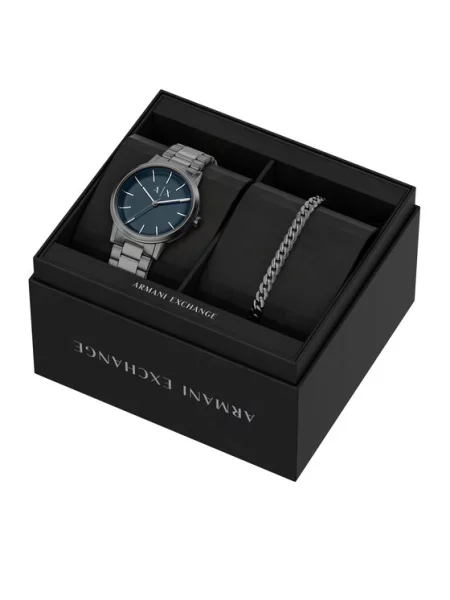Armani Exchange Zestaw zegarek i bransoletka Cayde Gift Set szary