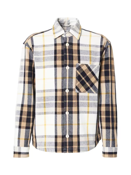 JOOP! Jeans Srajca mornarska / rjava / rumena / volneno bela