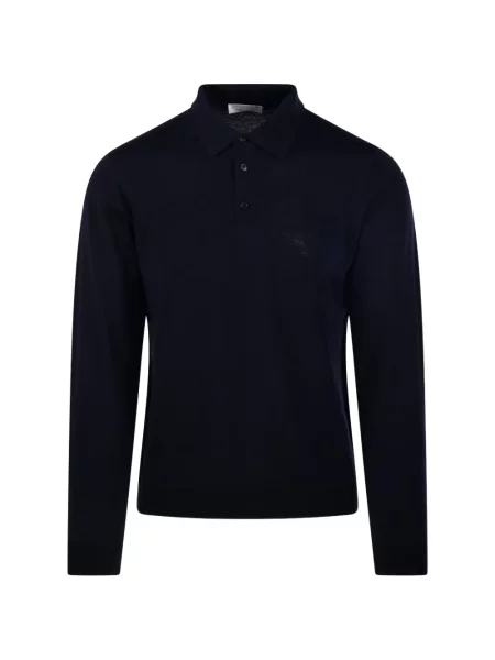 Lung tricou polo Roberto Collina albastru