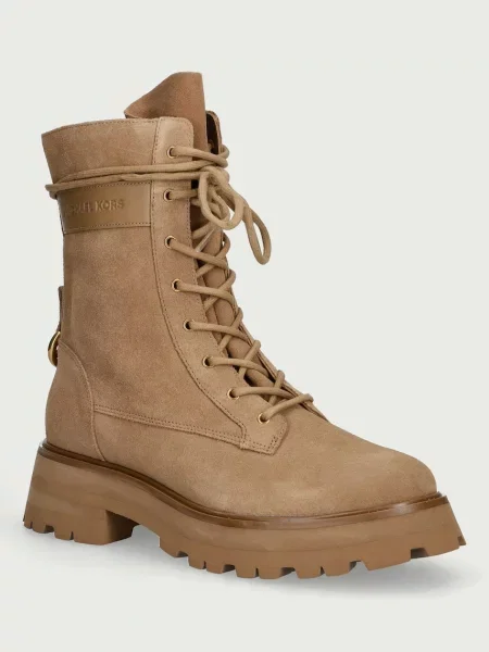 MICHAEL Michael Kors bocanci pentru femei din piele întoarsă Caleb Lug Bootie bej