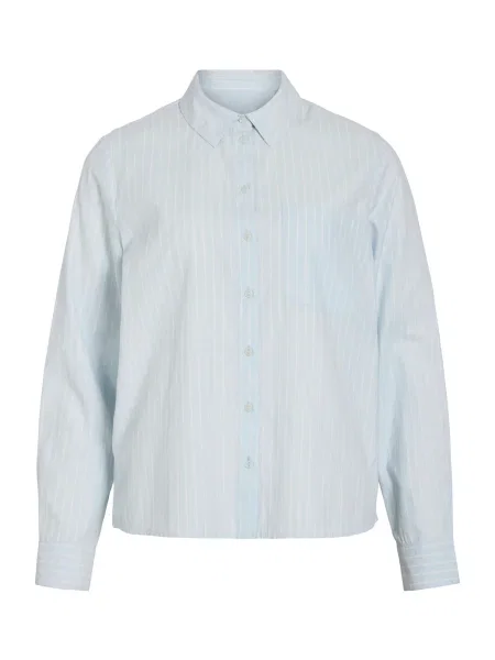 VILA Bluză VIDARMA albastru deschis alb