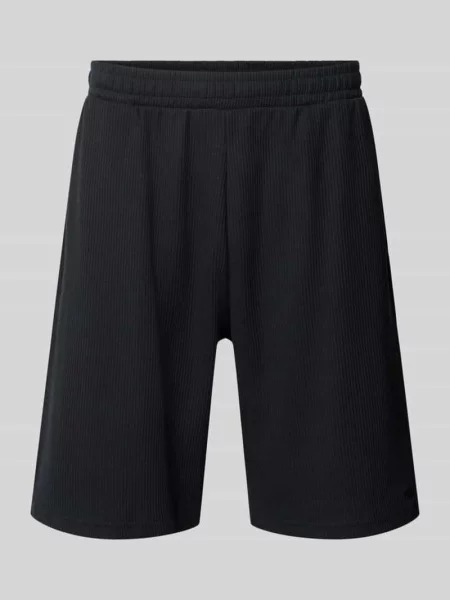 Szorty o kroju straight fit z fakturowanym wzorem Review czarne
