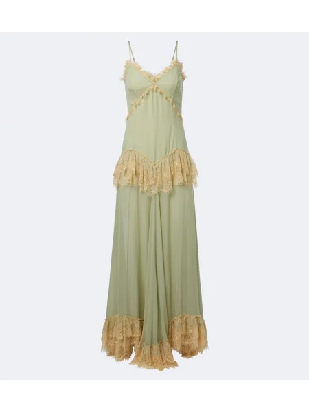 Rochie maxi De La Vali din dantelă verde