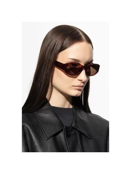 Lniane okulary przeciwsłoneczne Balenciaga brązowe
