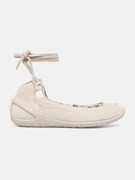 Kožené balerínky Ecco BIOM Lite Lace-Up béžová