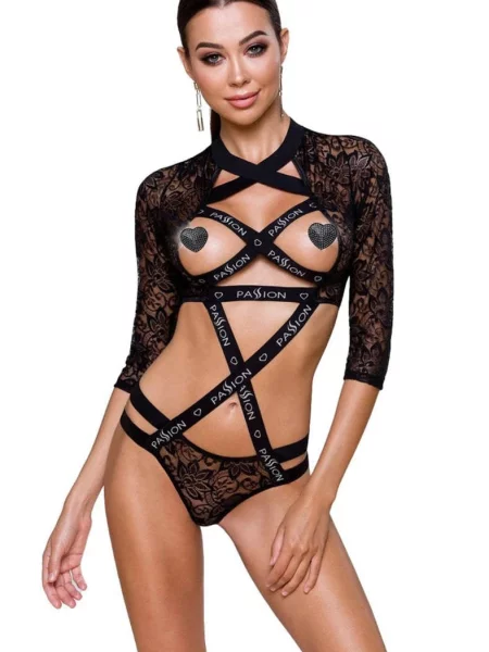 Кружевное боди с рукаввами Боди_Passion_Leticia чорне
