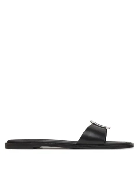 Calvin Klein Papucs Flat Slide W/Ck Hw Big Lth fekete