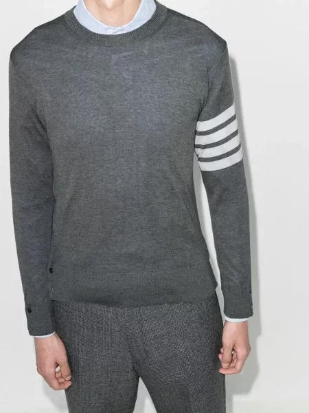 Pulover Thom Browne din lână merinos gri