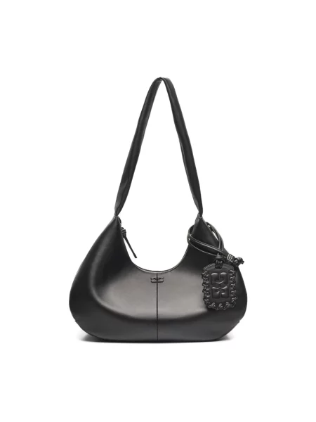 GANNI torebka skórzana Hobo Medium czarny