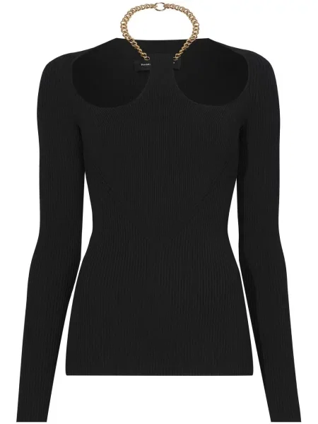 Top Proenza Schouler tricotate cu gât halter negru