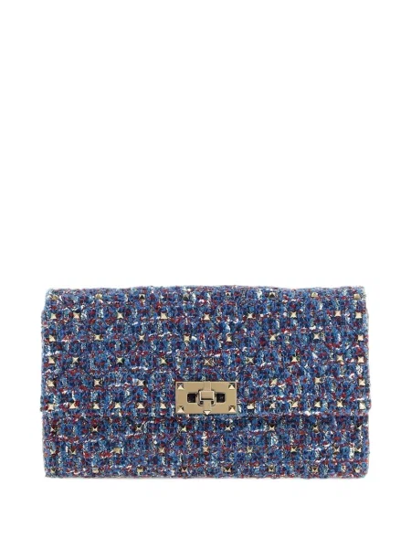 Geantă Valentino Garavani din tweed albastru