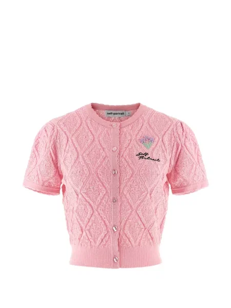 Top Self-portrait tricotate roz