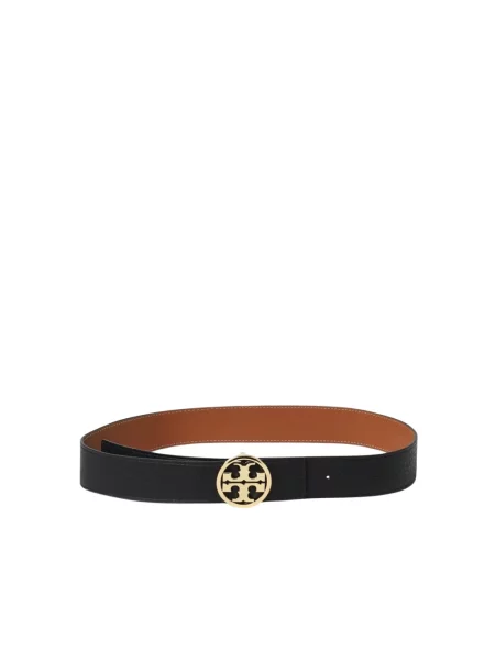 Pasek Tory Burch skórzany z paskiem dwustronny czarny