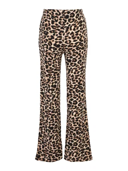 Pantaloni ecru / maro coniac negru