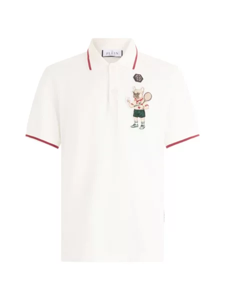 Tricou polo Philipp Plein tenis alb