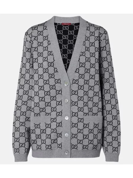 Kardigan Gucci wełniany szary