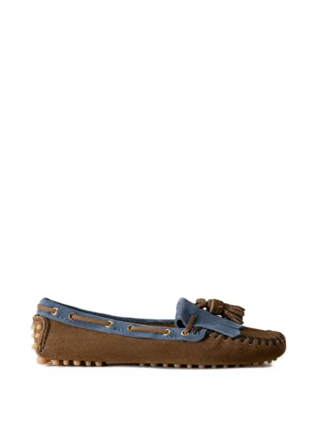 Loafers Car Shoe s třásněmi hnědé