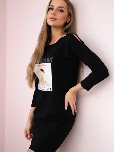 Sukienka Kesi z nadrukiem garniturowa czarna