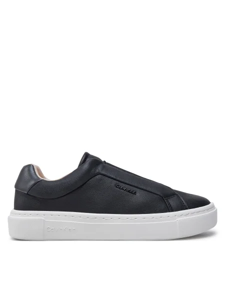 Кожени маратонки Calvin Klein CUPSOLE SLIP ON W/ML LTH черно