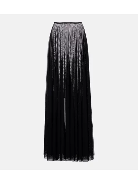 Fusta maxi Norma Kamali transparente negru