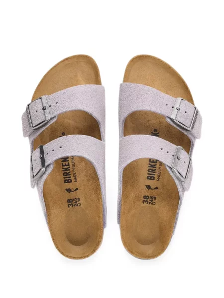 Велурени сандали Birkenstock с катарама виолетово