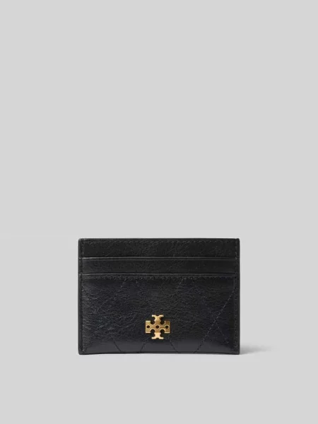 Etui na karty z naturalnej skóry Tory Burch czarny