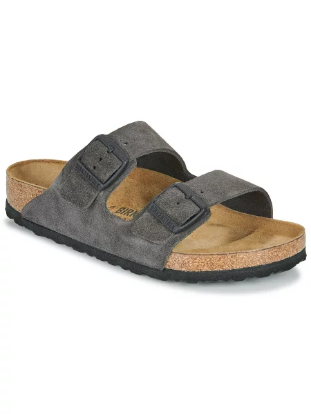 Natikači Birkenstock iz rebrastega žameta siva
