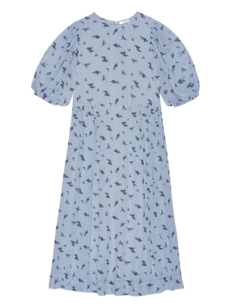 Rochie Ganni cu model floral de costum albastru