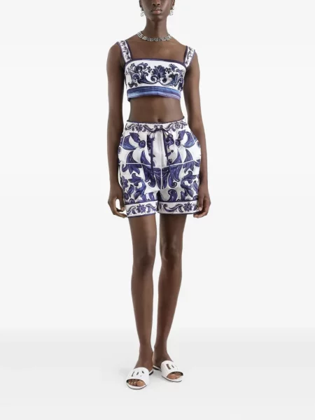 Pantaloni scurți Dolce & Gabbana cu imagine din poplin albastru